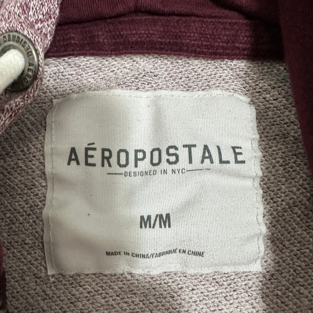Aeropostale Full Zip Hoodie New York 87 Applique Heather Burgundy Mens Size M - Picture 8 of 12